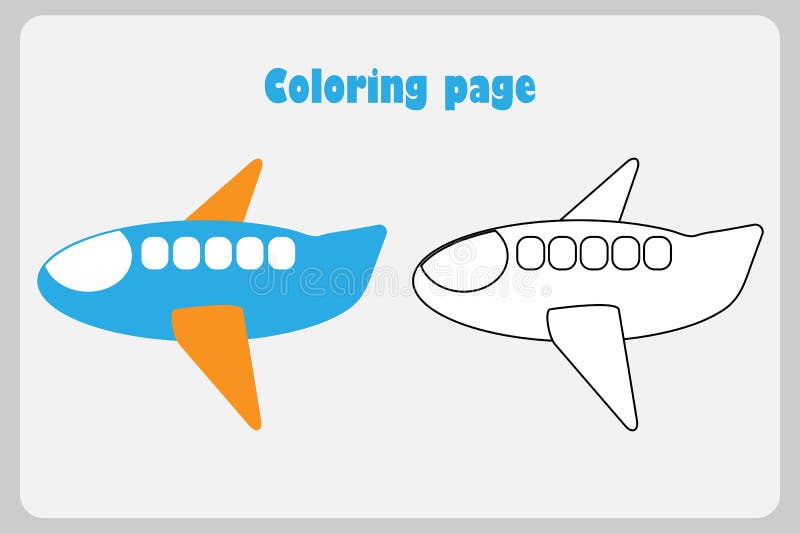 Plane in cartoon style coloring page education paper game for the development of children kids preschool activity printable stock illustration