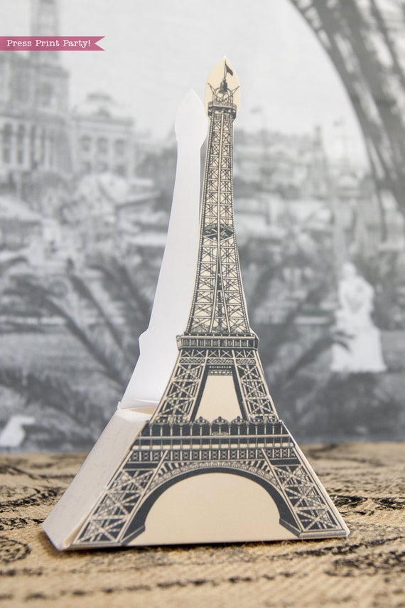 Eiffel tower gift or favor box printable paris party