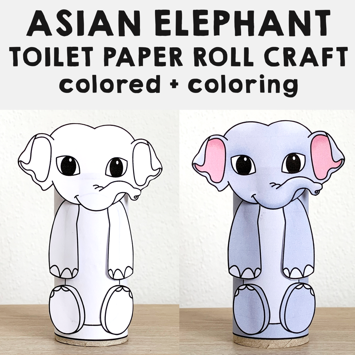 Asian elephant toilet paper roll craft printable asian animal coloring activity made by teachers
