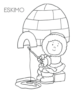 Eskimo and igloo coloring pages playing learning