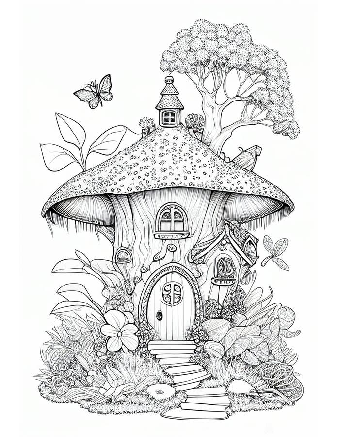 Cottage garden coloring page stock illustrations â cottage garden coloring page stock illustrations vectors clipart