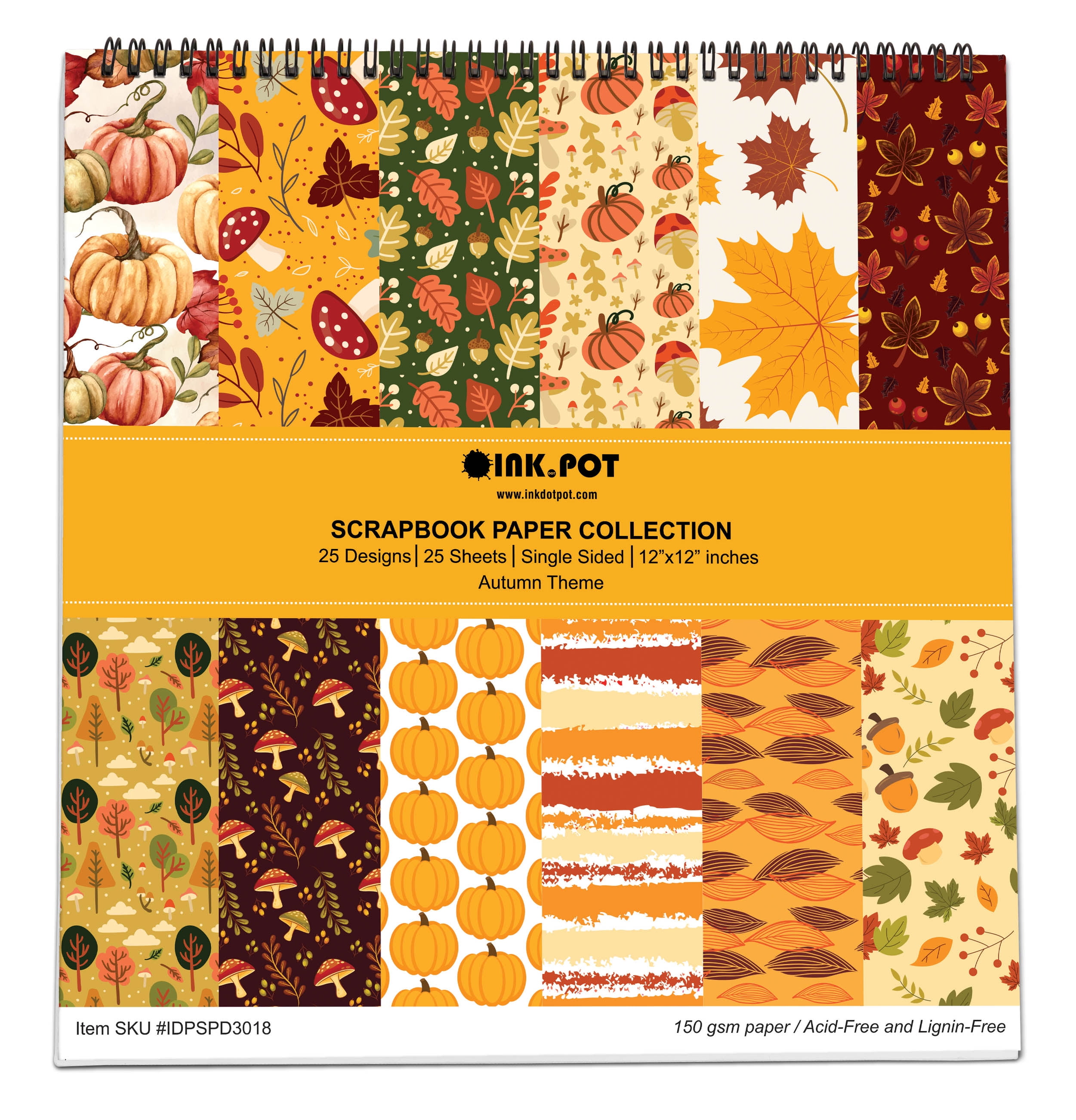 Inkdotpot sheets autumn fall theme scrapbook paper pad x single
