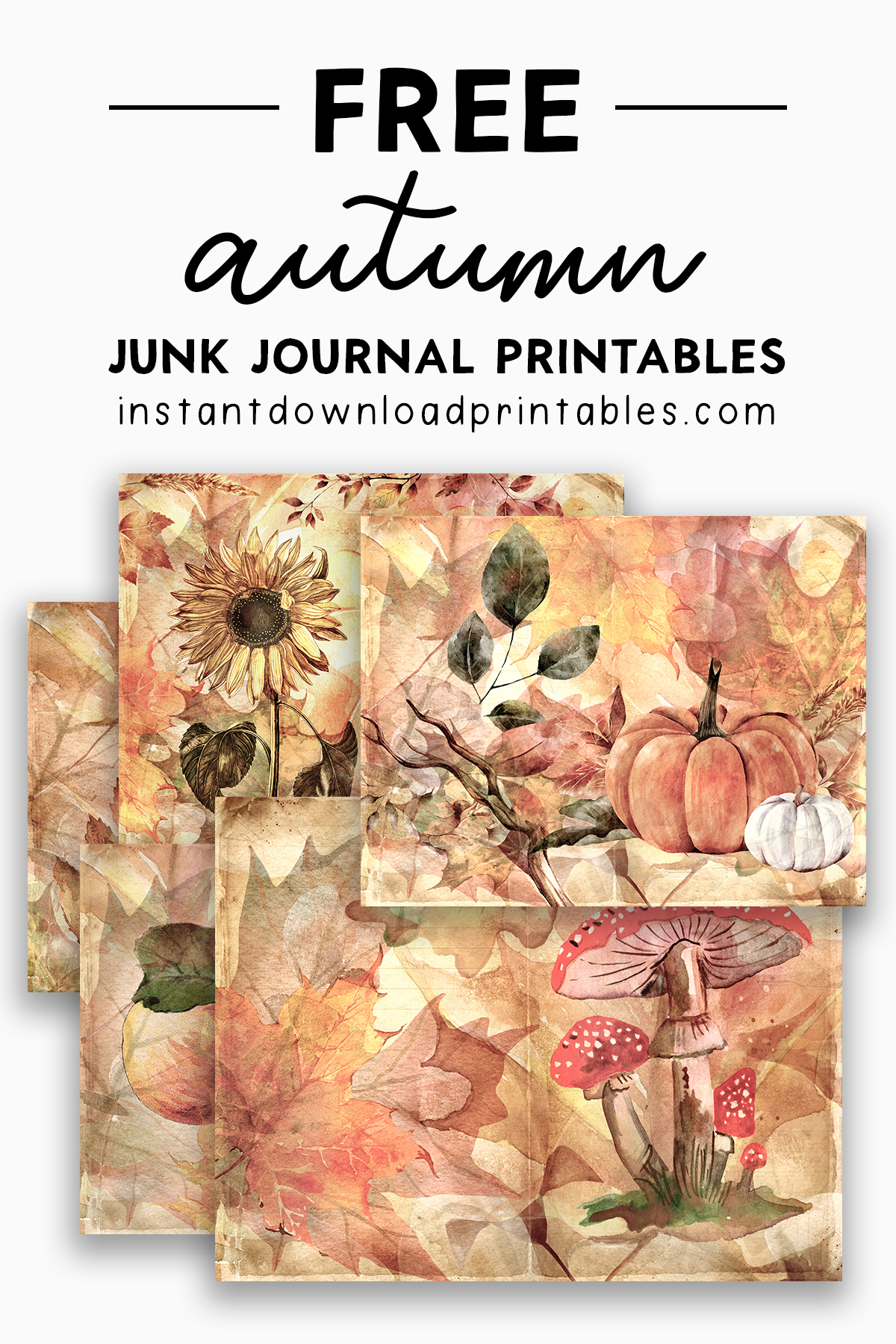 Free fall autumn junk art journal scrapbook digital