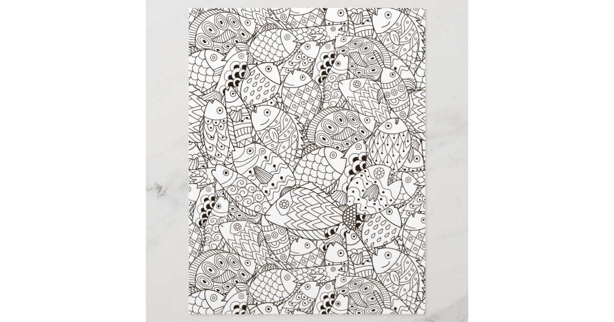 Coloring page funny fish scrapbook paper