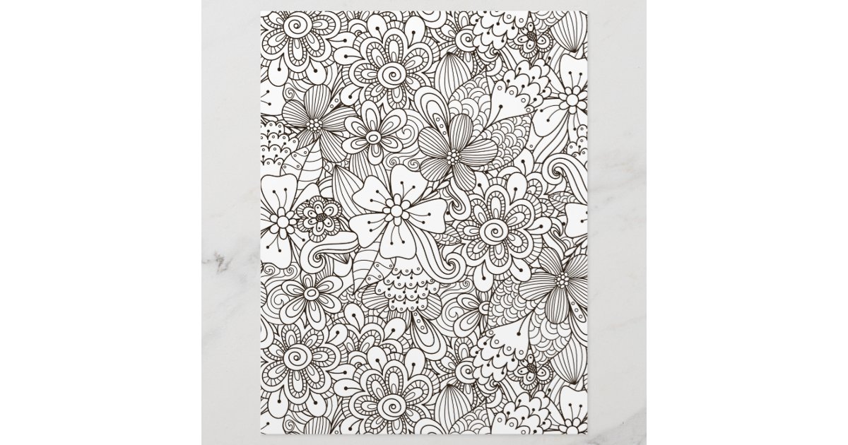 Coloring page bouquet of flowers scrapbook paper