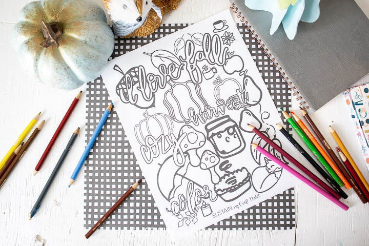 Free fall coloring page â sustain my craft habit