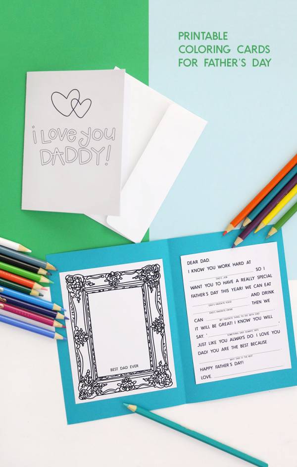 Printable fathers day card with coloring page â scrap booking
