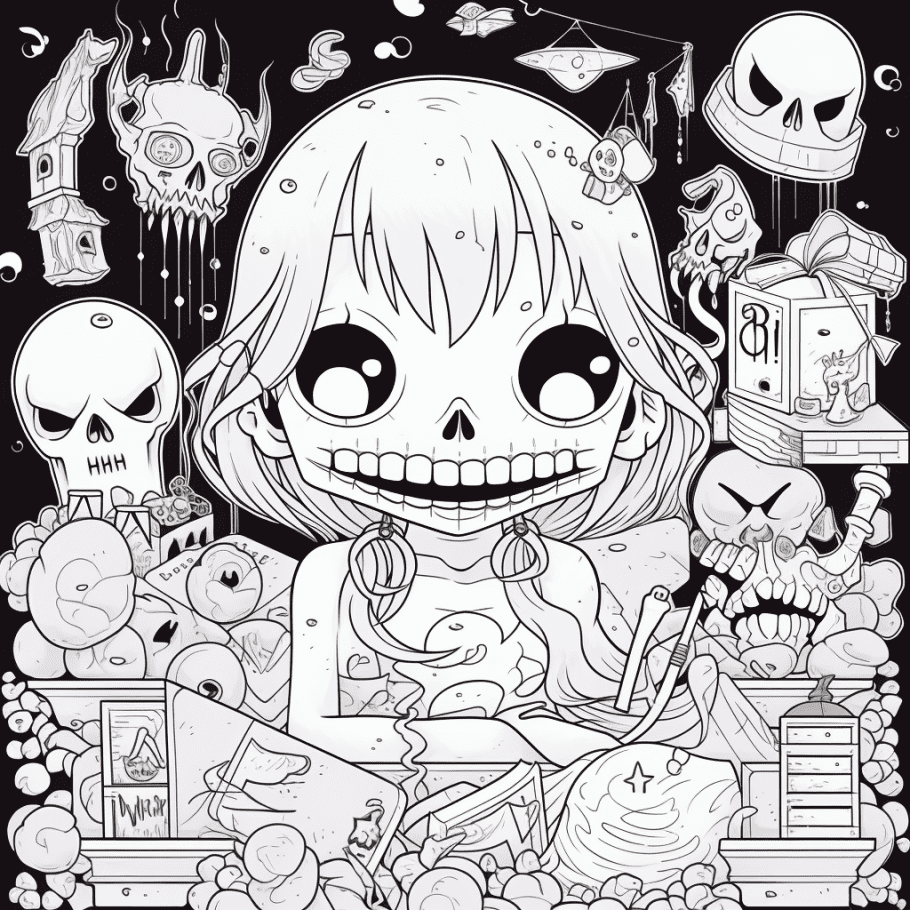 Adult printable coloring pages free creepy kawaii anime dark fantasy printable coloring book sheets
