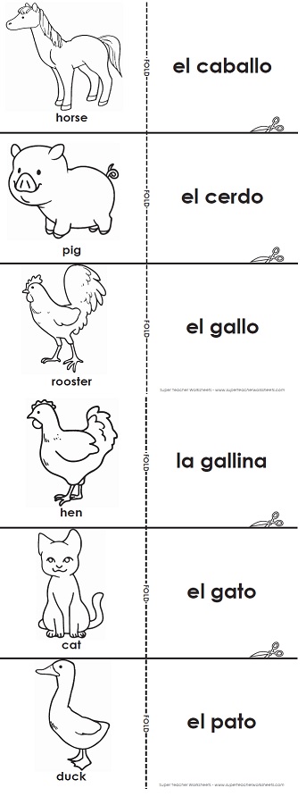 Spanish flashcards farm animals