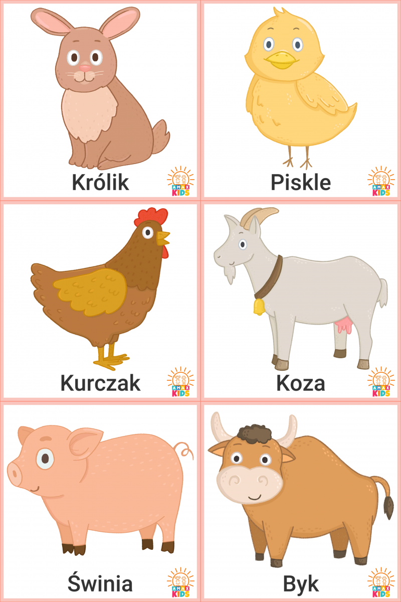 Printable flashcards for kids â farm animals amax kids