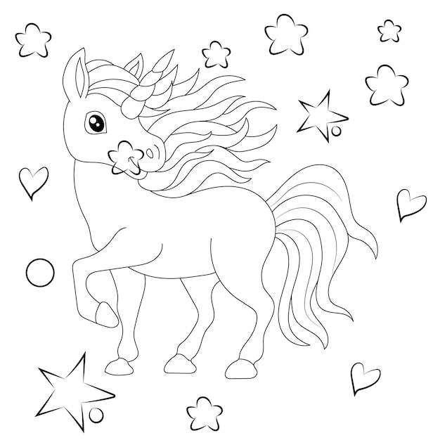 Premium vector unicorn kids coloring page vector blank printable design for children to fill in free vector