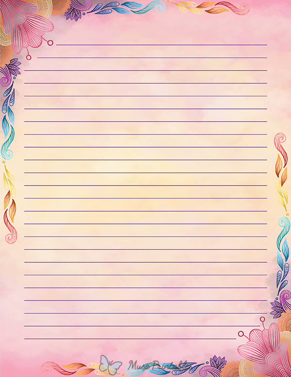 Printable abstract floral stationery