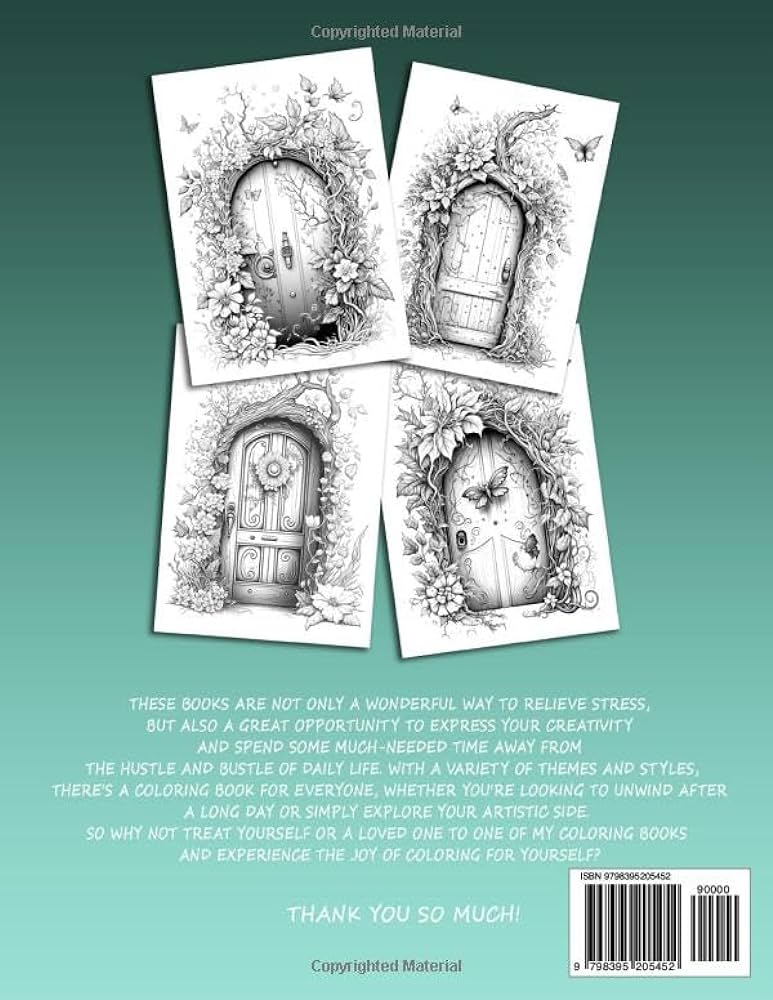 Fairy door coloring book magical fairies doors grayscale coloring book printable kids adults coloring pages stress relief and relaxation fairy coloring book for adults and kids nguyen hanh books