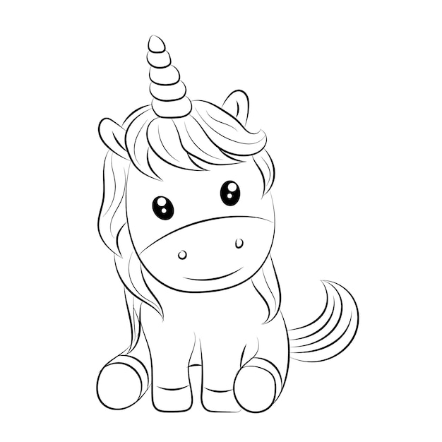 Premium vector unicorn kids coloring page vector blank printable design for children to fill in free vector