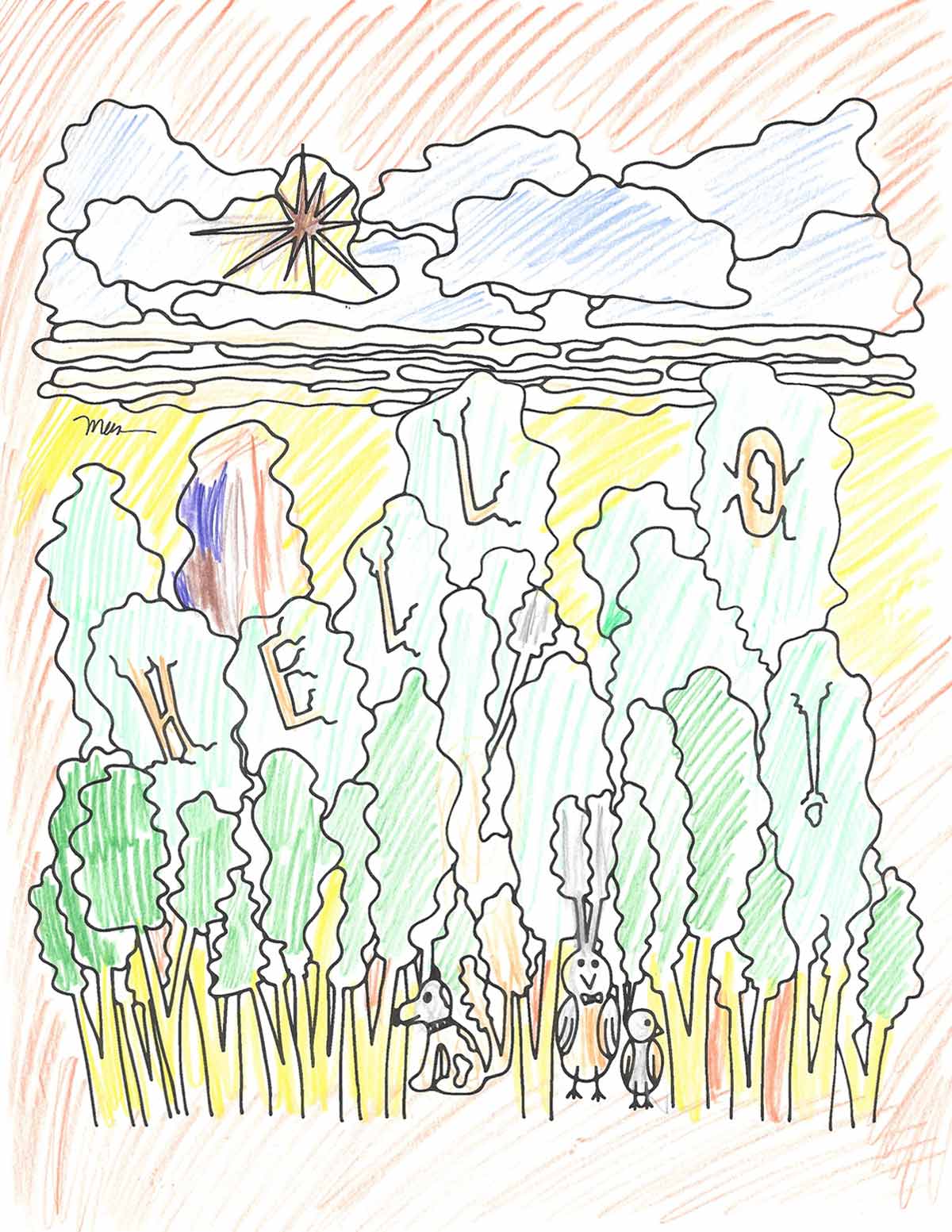 Free coloring page hello forest printable â the momemans