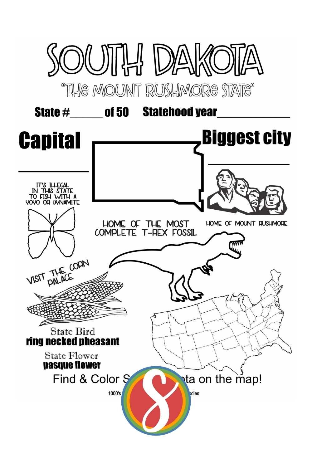 Free south dakota coloring pages â stevie doodles