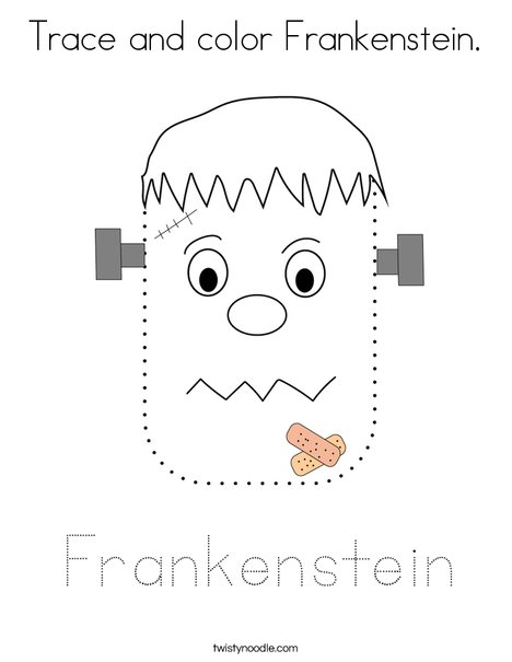 Trace and color frankenstein coloring page