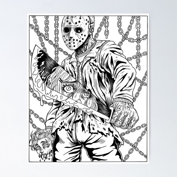 Slasher lineart poster for sale by volatilewolf