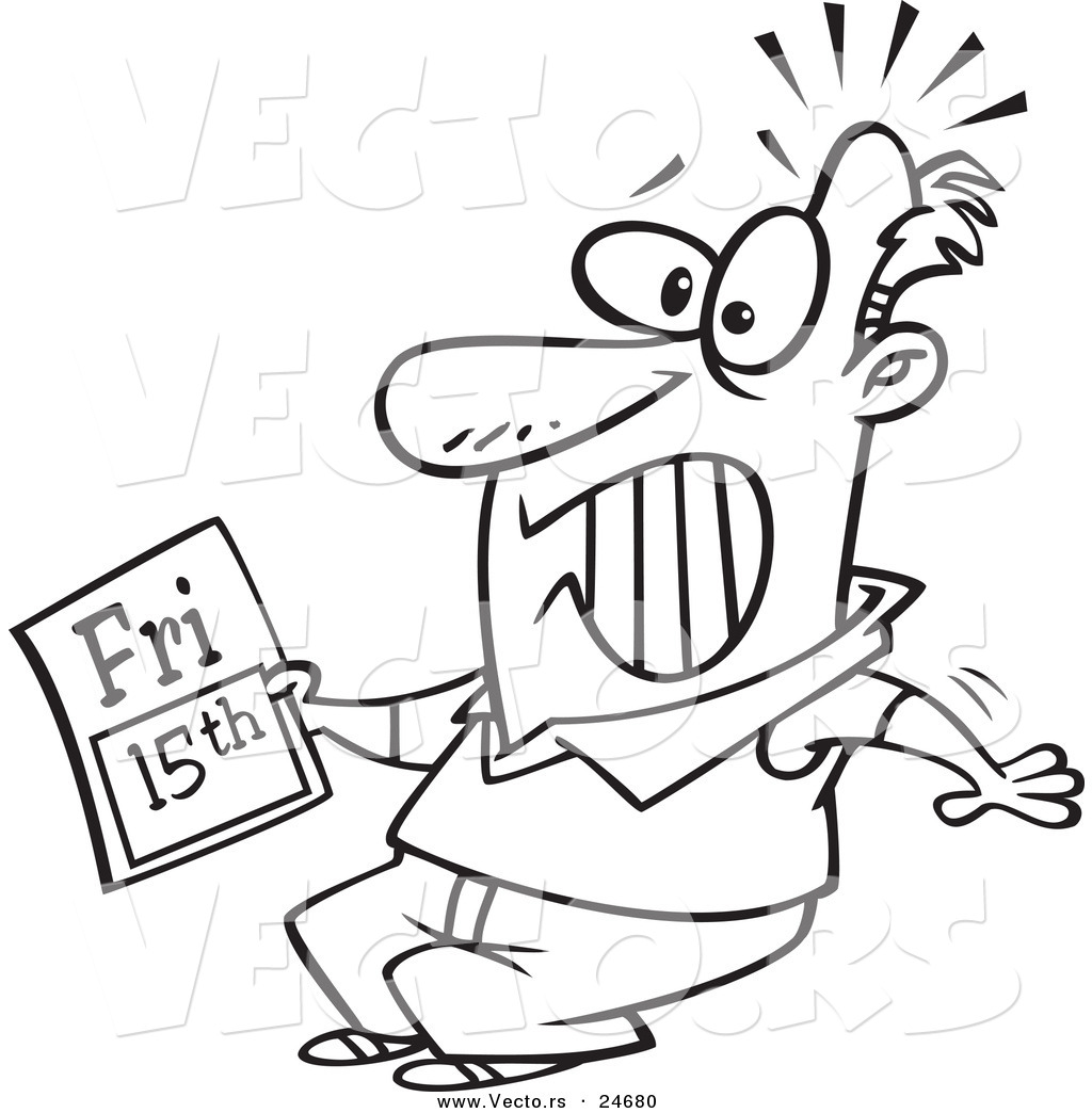 R of a cartoon man freaking out over friday the th covered by th