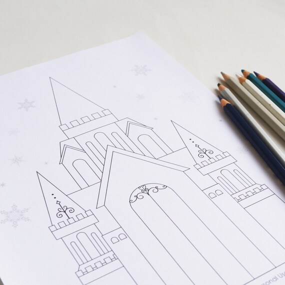 Winter castle coloring sheet printable snow queen kids classroom activity house drawing sheet ice mansion birthday party template pdf