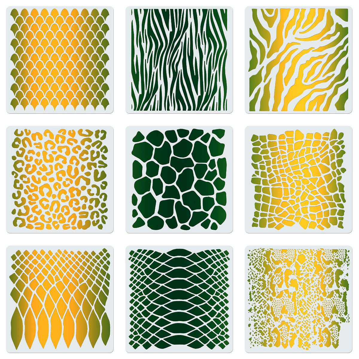 Pcs inch animal print stencils for painting on wood wall fabric cinpiuk large safari animal print airbrush stencil snakeskin leopard zebra alligator scale reusable templates diy crafts arts