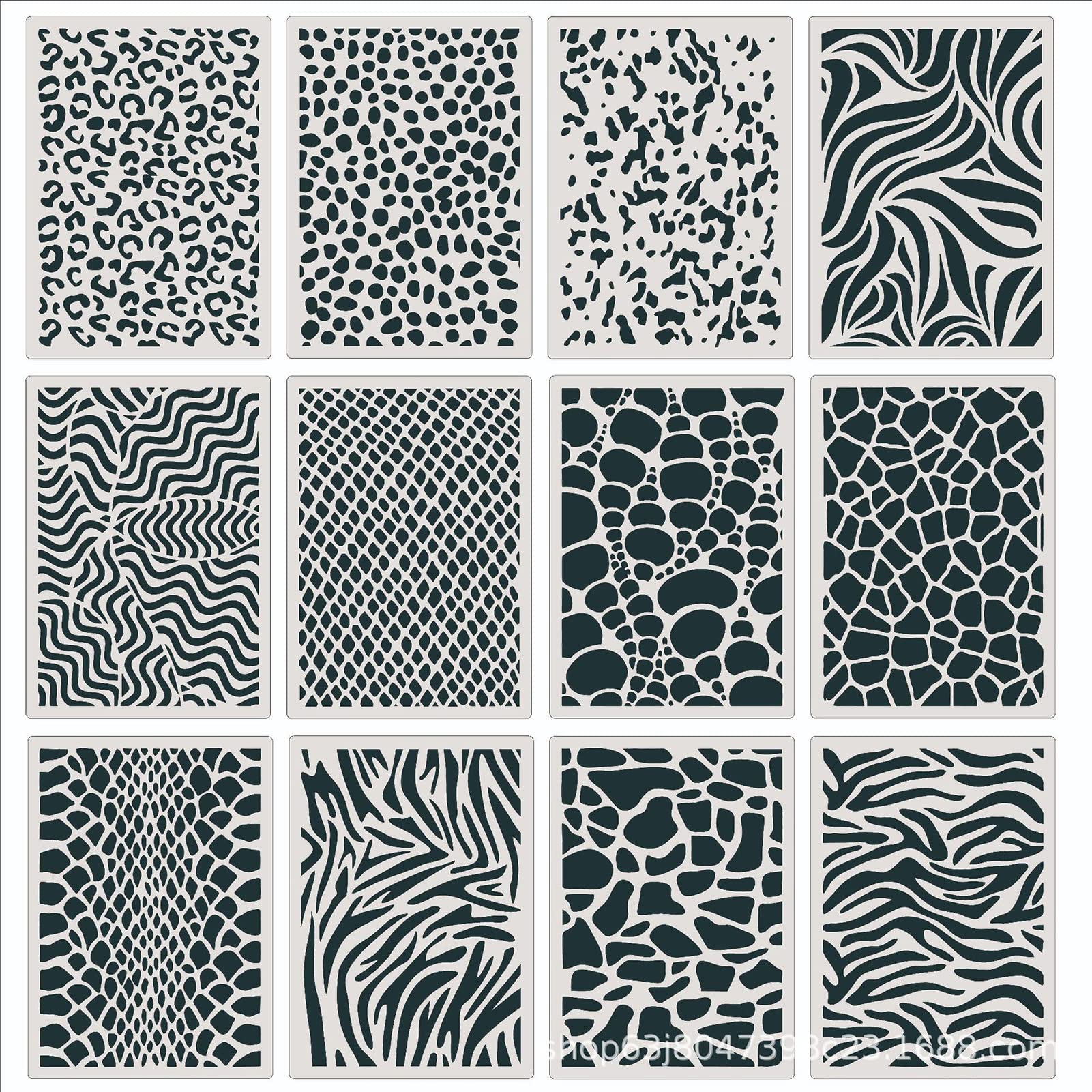 Animal print stencilp animal skin stencilleopard painting stencilzebra painting stencilcow print stenciltiger stripe stencilreusable plastic cheetah giraffe snake texture stencils for painting arts crafts sewing