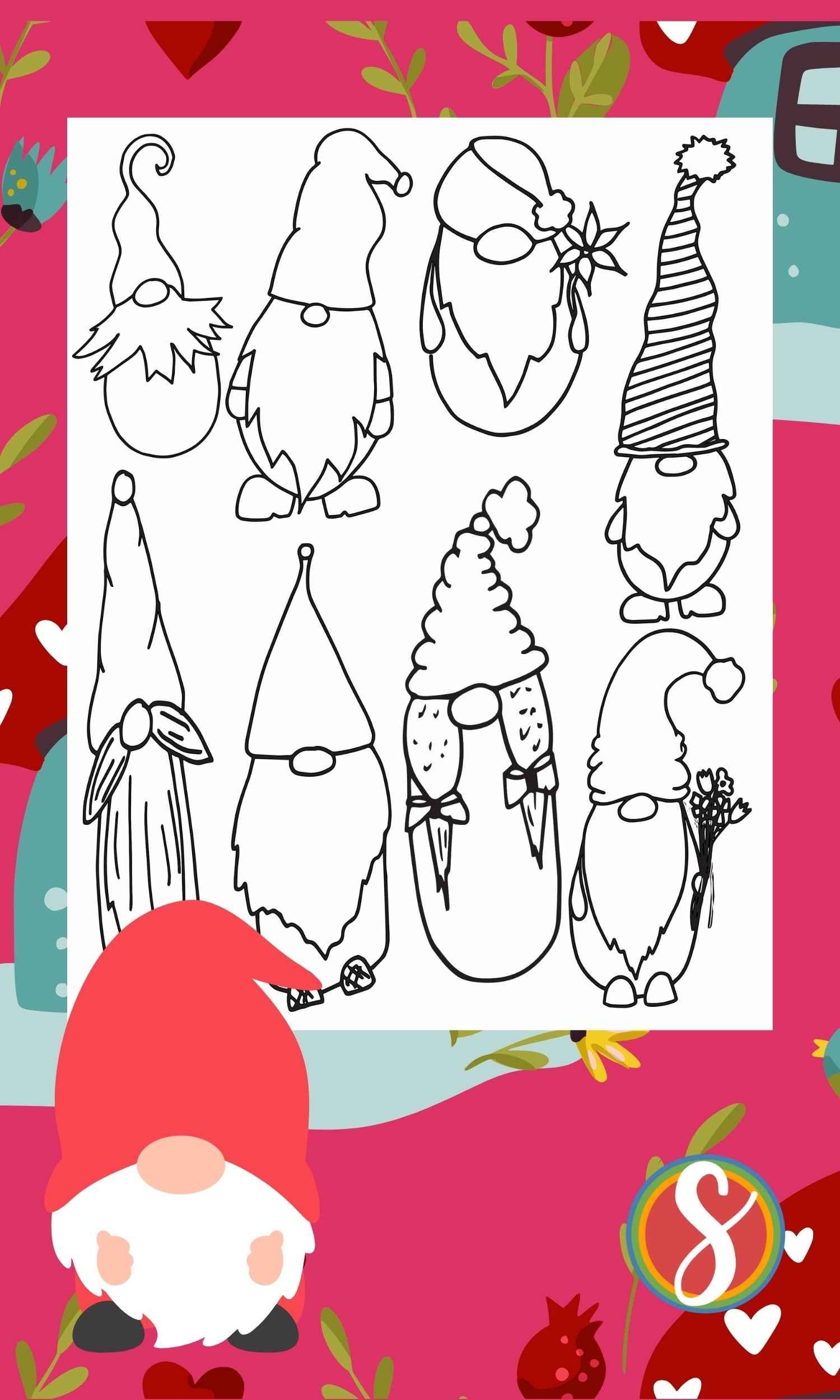 Free gnome coloring pages â stevie doodles
