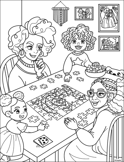 Grandparents day with two grandmas coloring page