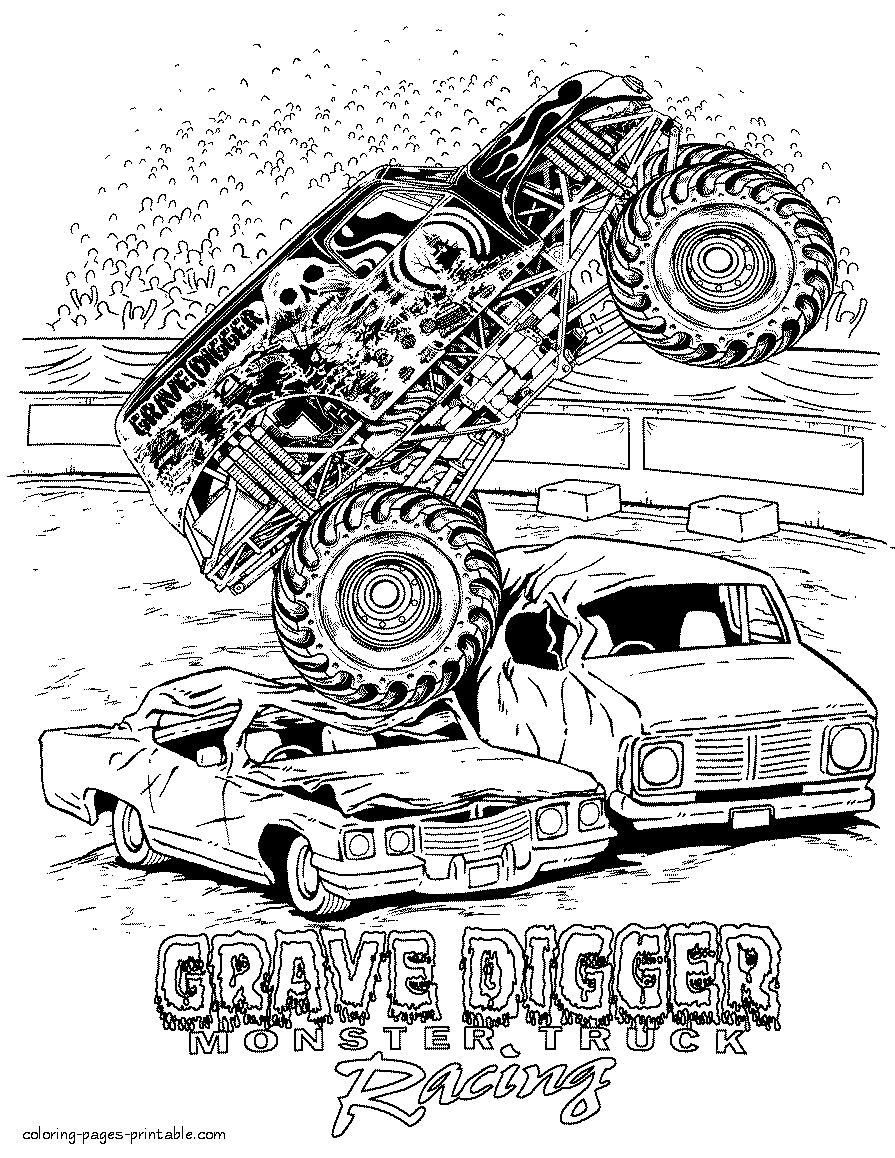 Grave digger monster truck coloring pages printable coloring