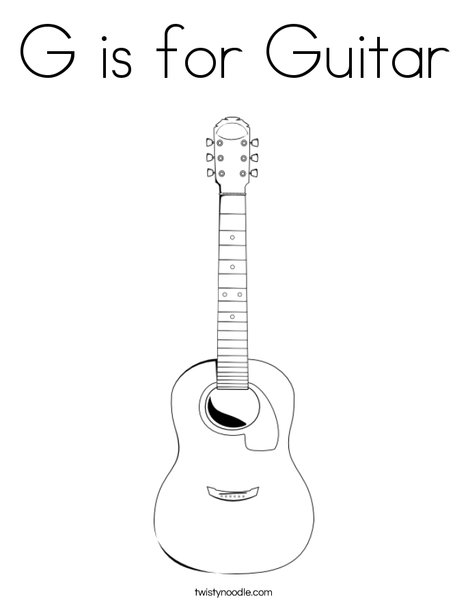 G is for guitar coloring page