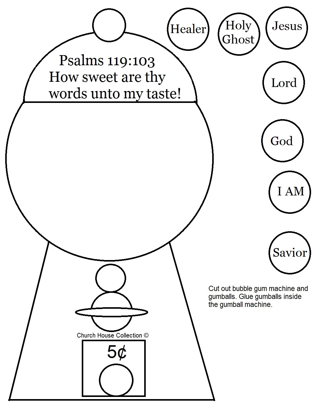 Church house collection blog gumball machine cut out craft for psalms