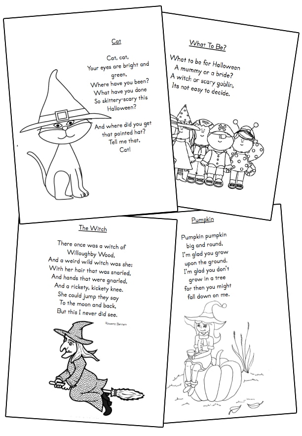 Cute halloween poems just print and go grade onederful