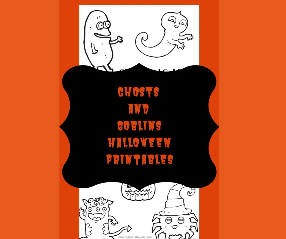 Ghosts and goblins halloween printables to colour