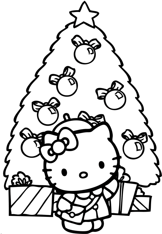 Hello kitty christmas coloring pages