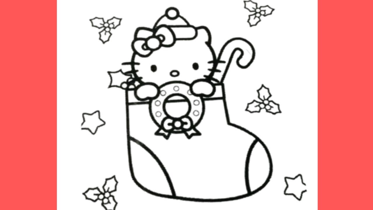 Hello kitty christas socks drawing painting coloring for kids