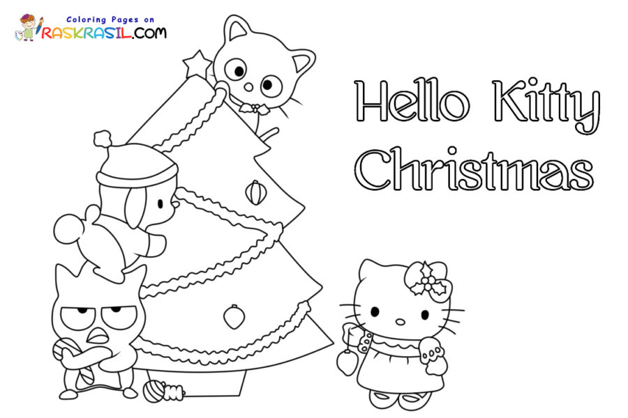 Hello kitty christmas coloring pages