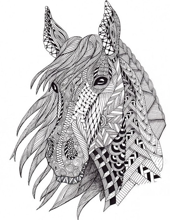 Art therapy coloring page horses head of horse