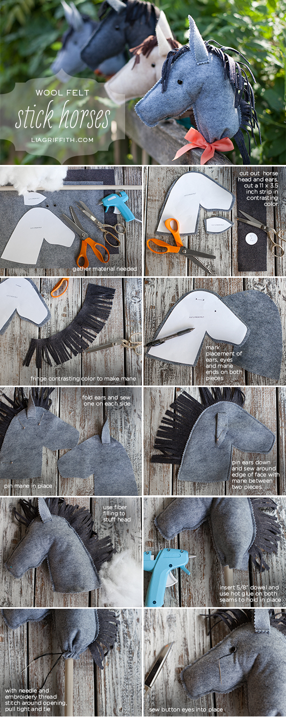 Video diy felt stick horses