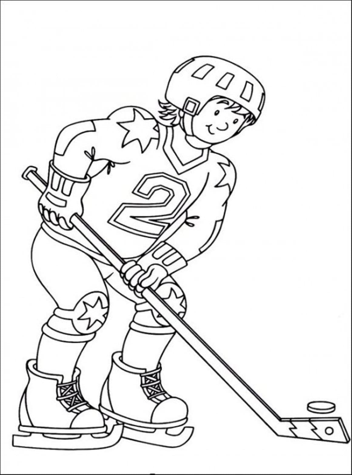 A boy is playing hockey coloring page