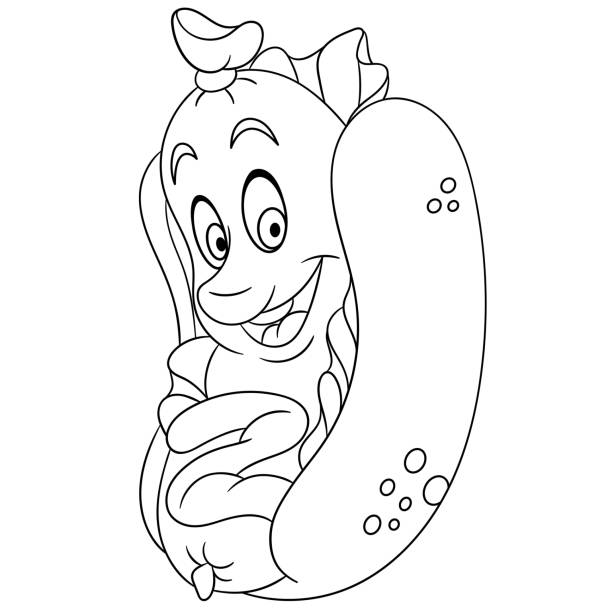 Hot dog coloring page stock illustrations royalty