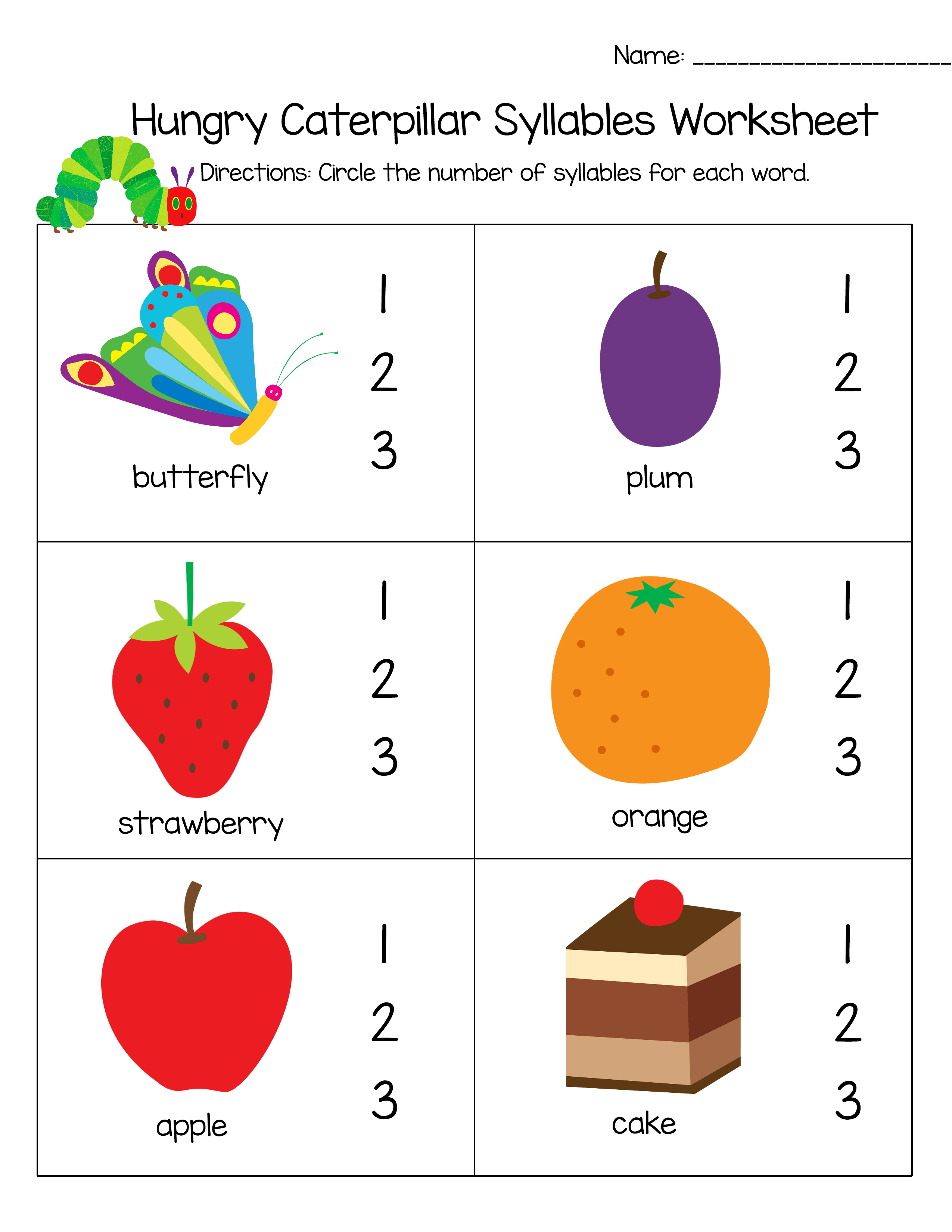The very hungry caterpillar printable