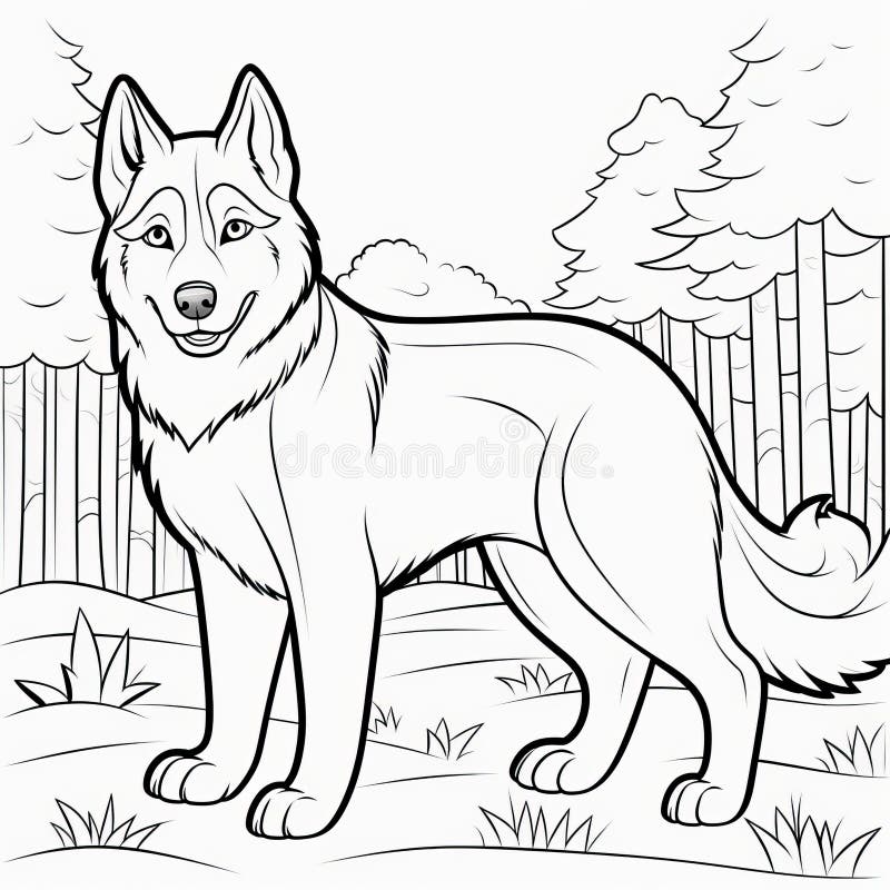 Husky dog coloring page stock vector illustration of husky