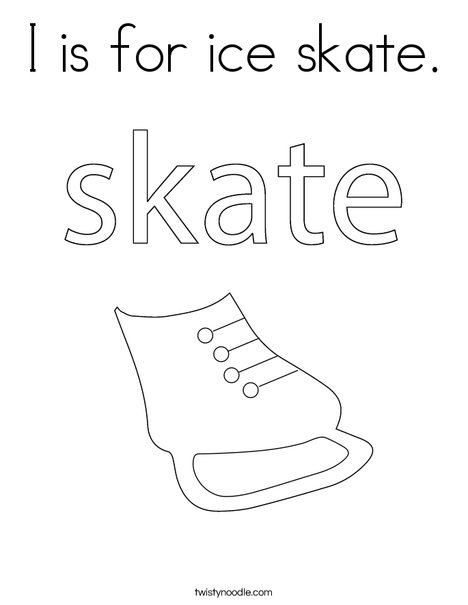 I is for ice skate coloring page