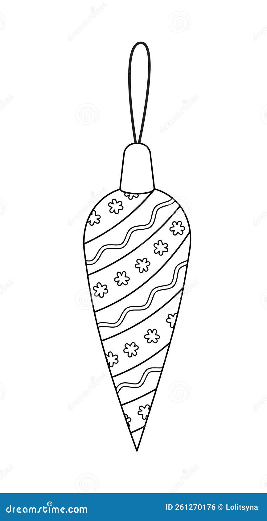 Christmas ornament icicle coloring page black and white decoration vector stock vector