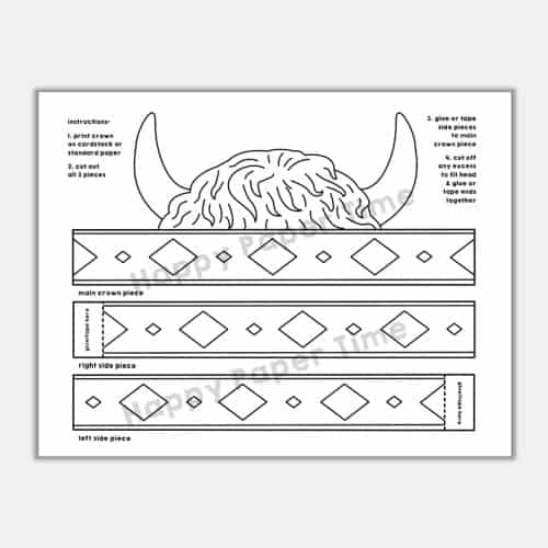 Native american bison headband paper printable craft