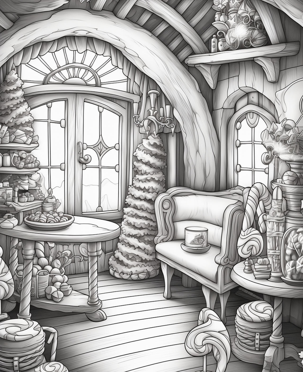 Candy houses coloring pages in premium quality by coloringbooksart on