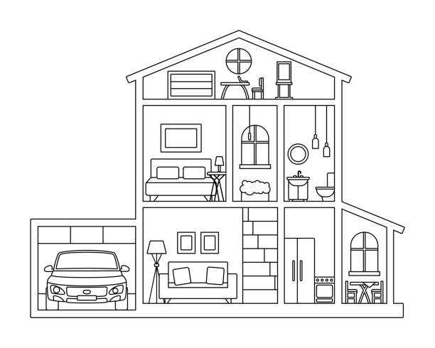 House coloring page stock photos pictures royalty
