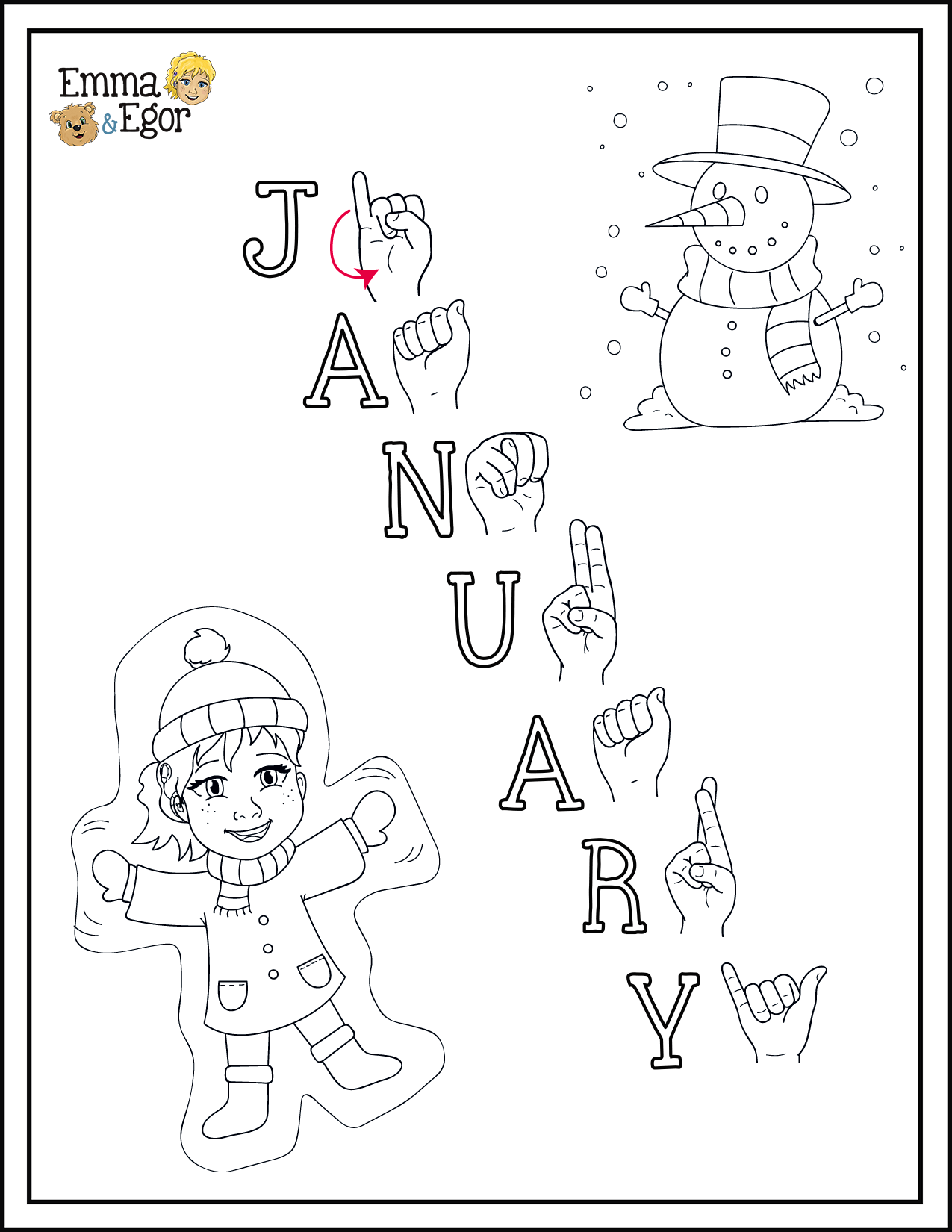 How to sign january sign language coloringemma and egor â emma egor