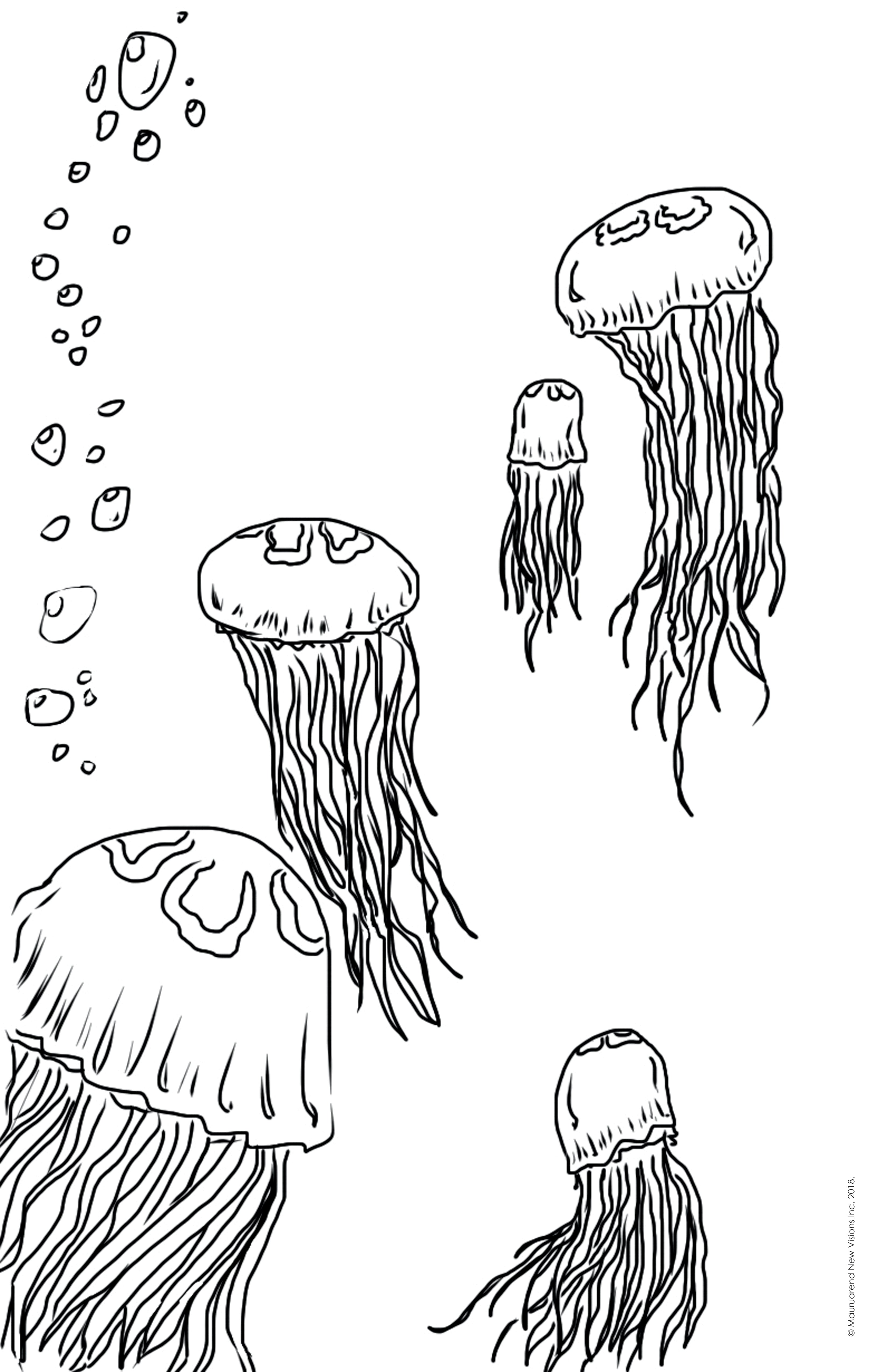 Printable coloring page cool jellyfish â vybin art
