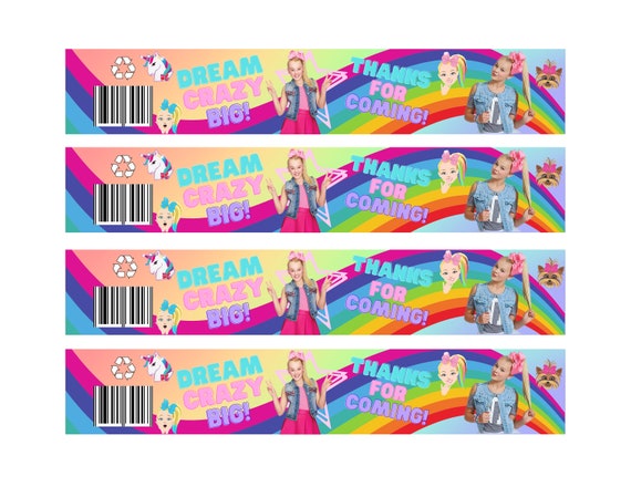 Jojo siwa water bottle labels water labels jojo siwa party birthday labels digital label instant download printable x inches